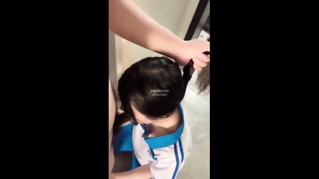 Cute Chinese teen blowjob and fucked in uniform