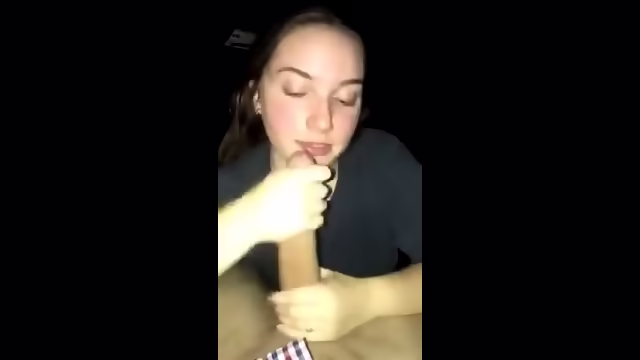Sexy annoyed girlfriend gives a wonderful sloppy blowjob in car poster